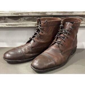 Mens Frye Dylan Cap Toe Whiskey Brown Leather Lace Up Boots Size 10.5 Boots